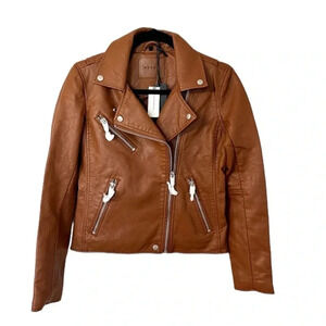 Anthropologie BlankNYC Women’s Faux Leather Moto Jacket in Honey Size XS NWT